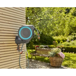 Wandslangenbox RollUp - S - 15m - Blauw - Gardena -FloraHome Verkoopwinkel wandslangenbox rollup s 15m blauw gardena 6 7